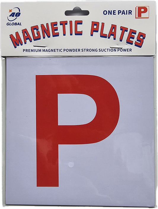 No speed limit Canberra-Plates RED ' P ' Magnetic,2pcs