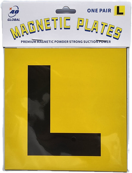 No speed limit Canberra-Plates YELLOW ' L ' Magnetic,2pcs