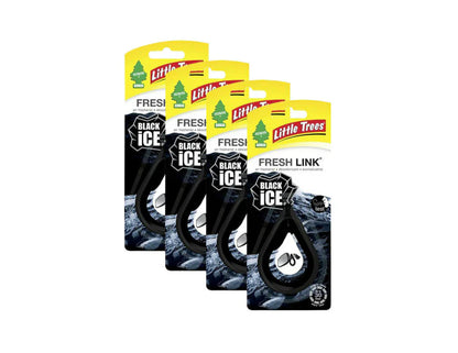 4x Little Tree Link Black Ice Car Scent Fragrance Auto Air Freshener 4x12cm