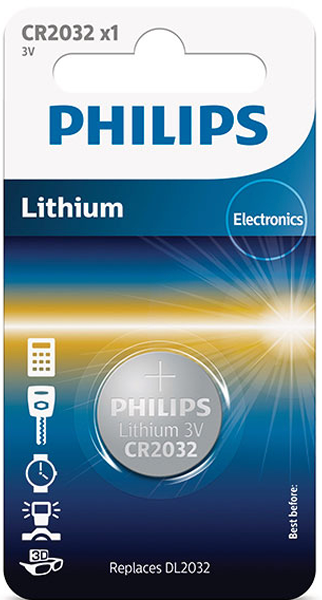 PHILIPS MINICELLS LITHIUM BATTERY CR2032 SINGLE PACK