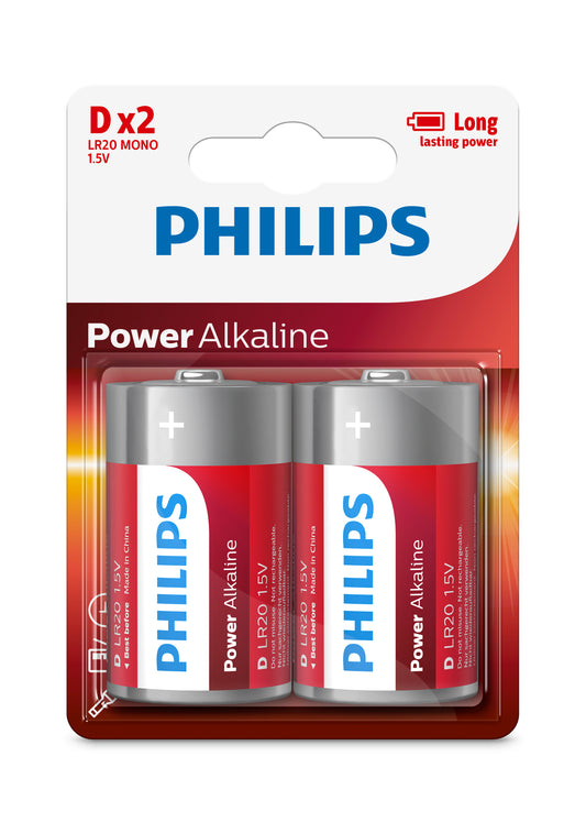 PHILIPS POWER ALKALINE D 2-PACK